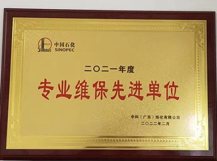 公司榮獲“2021年度專業(yè)維保先進單位”稱號