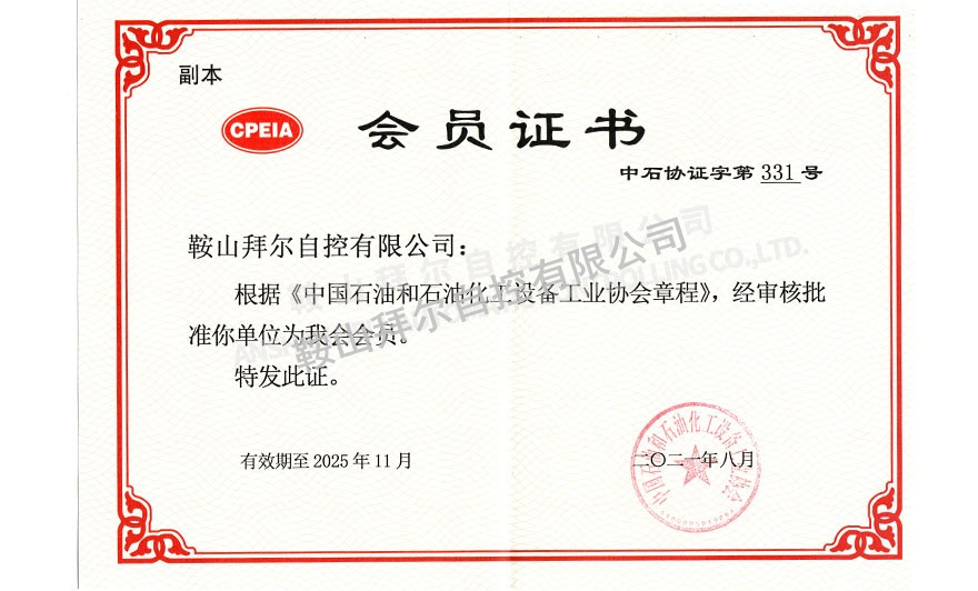 中石協(xié)會(huì)員證書